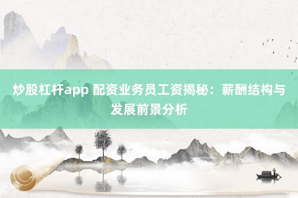 炒股杠杆app 配资业务员工资揭秘：薪酬结构与发展前景分析