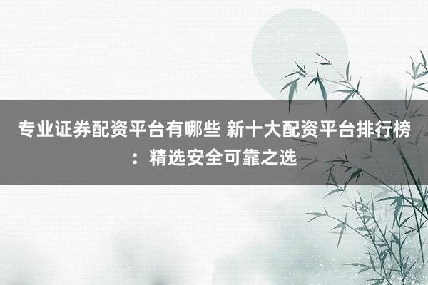 专业证券配资平台有哪些 新十大配资平台排行榜：精选安全可靠之选