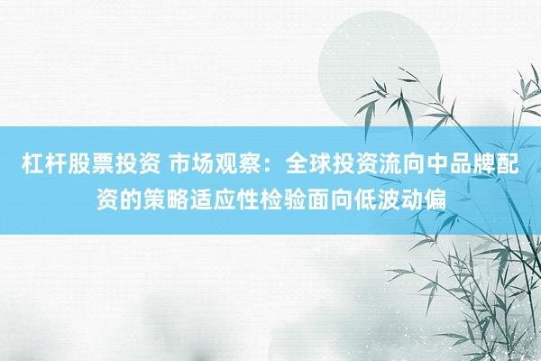 杠杆股票投资 市场观察：全球投资流向中品牌配资的策略适应性检验面向低波动偏