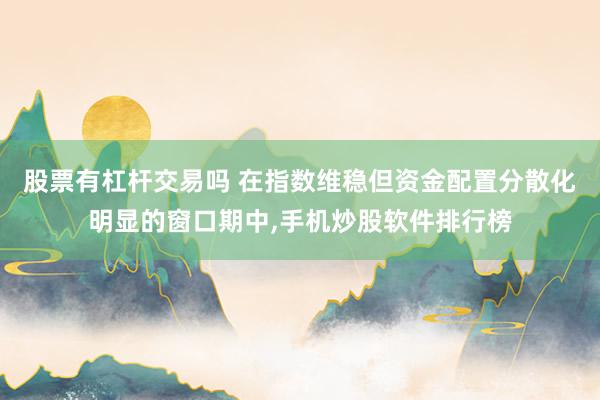 股票有杠杆交易吗 在指数维稳但资金配置分散化明显的窗口期中，手机炒股软件排行榜